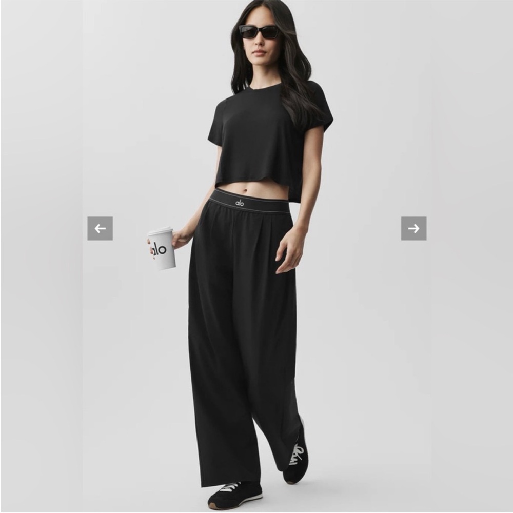 ALO Yoga Black High-Rise Wide Leg Sweatpants